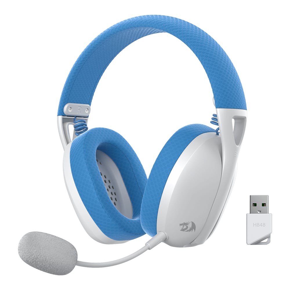 เฮดเซ็ท WIRELESS HEADSET (หูฟังไร้สาย) REDRAGON H848 PRO (BLUE WHITE)