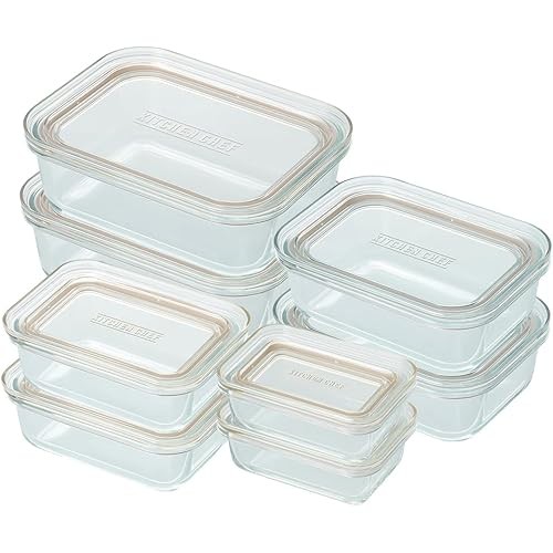 IRIS OHYAMA Iris Oyama ภาชนะแก้วทนความร้อนภาชนะเก็บ 8 ชิ้นชุด Slim ตู้แช่แข็งเครื่องล้างจาน...