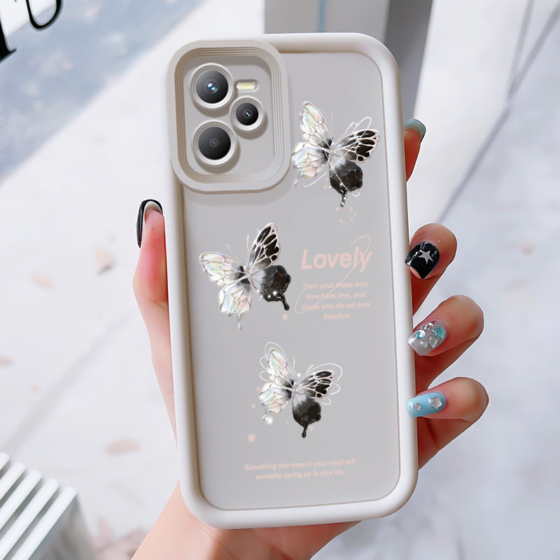เคสสำหรับ Realme C35 Narzo 50A Prime เคสโทรศัพท์ผีเสื้อสามสีซิลิโคนกันกระแทก - รูปที่ 2