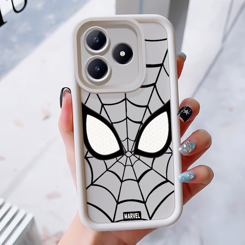 เคสสำหรับ Realme C63 C61 Narzo N63 N61 Note 60 Note 60X เคสโทรศัพท์ใยแมงมุมสามสีซิลิโคนกันกระแทก