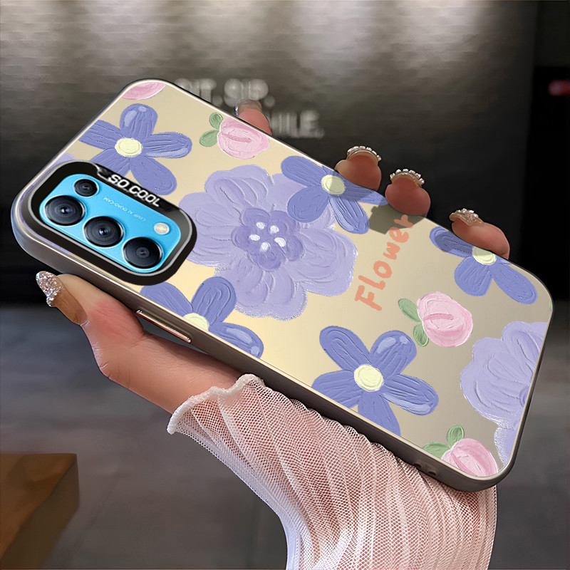 เคสสำหรับ OPPO Reno 5 4G Reno 5 5G Reno 5K Reno 6 4G Find X3 Lite เคสโทรศัพท์ดอกไม้ภาพวาดสีน้ํามันเปลือกแข็งกันกระแทก