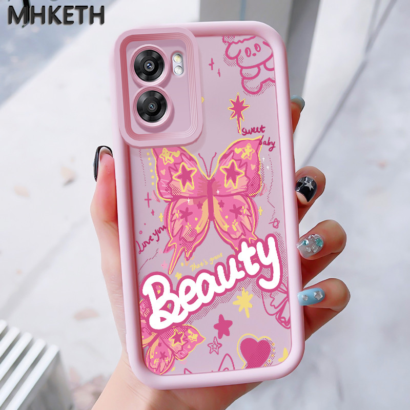 MHKEID เคสสำหรับ OPPO A57 2022 A77 A2022 A57s A57e A77s เคสระเบิดป้องกันซิลิโคนรูปผีเสื้อเคสโทรศัพท์อันสวยงาม