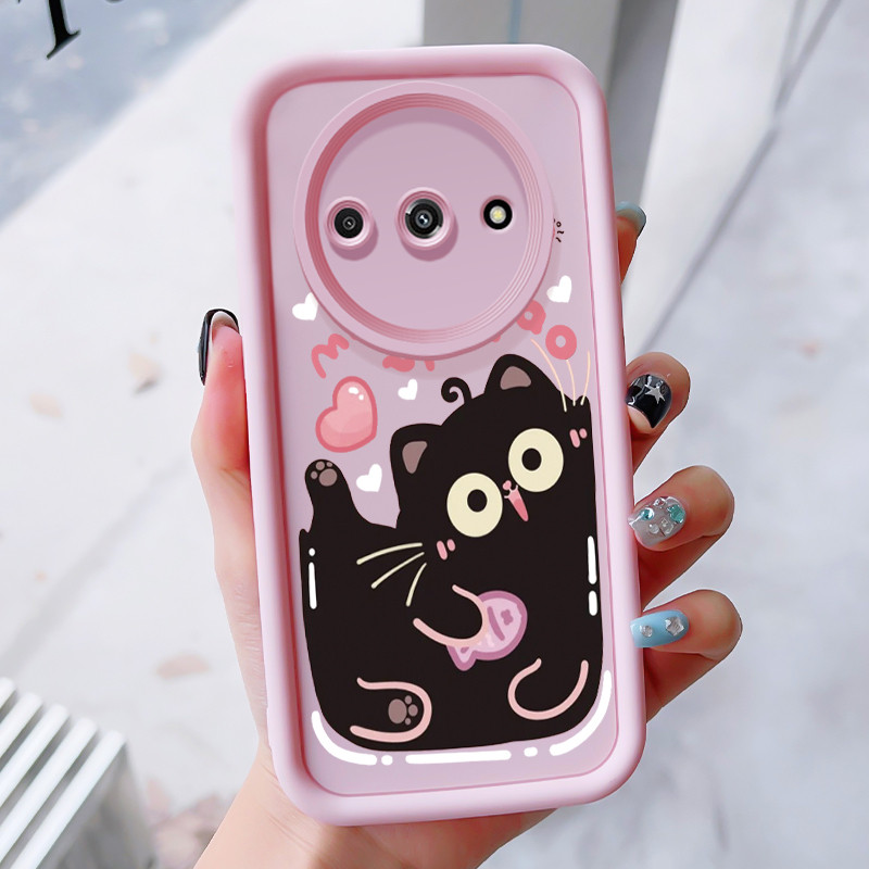 เคสสำหรับ Xiaomi Redmi A3 A3X POCO C61 เคสโทรศัพท์แมวน่ารักสามสีซิลิโคนกันกระแทก