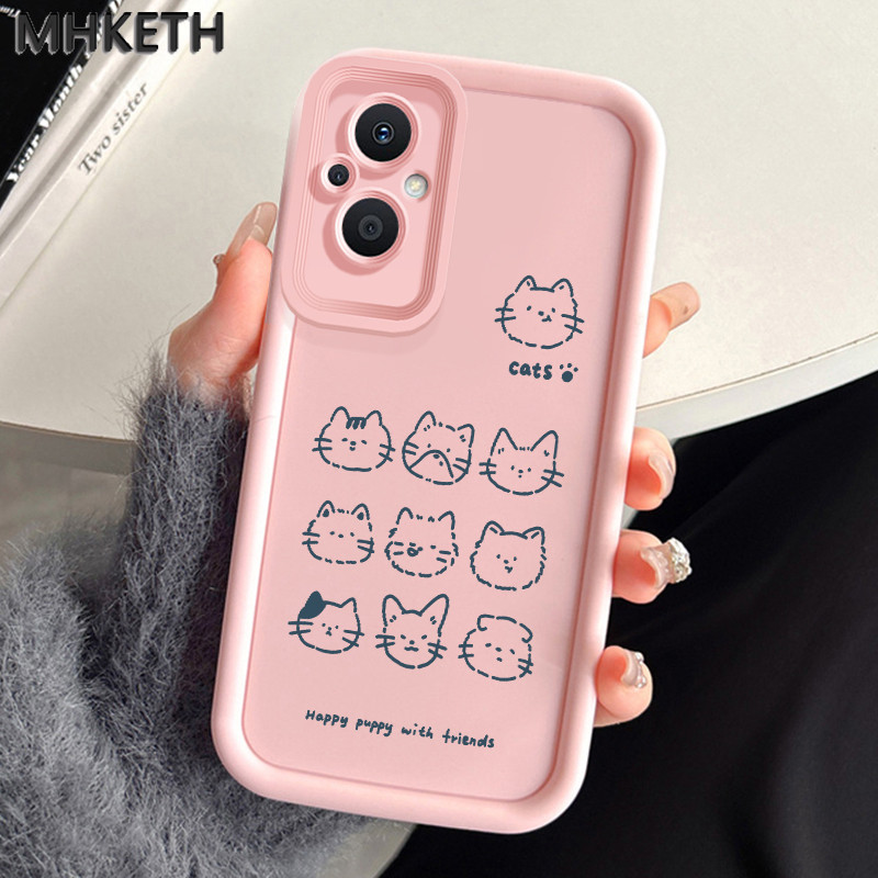 MHKEID เคสสำหรับ OPPO Reno 7Z 5G 8Z 5G 7 Lite 5G 8 Lite 5G เคสป้องกันโทรศัพท์ตกรูปอวตารแมวน่ารัก