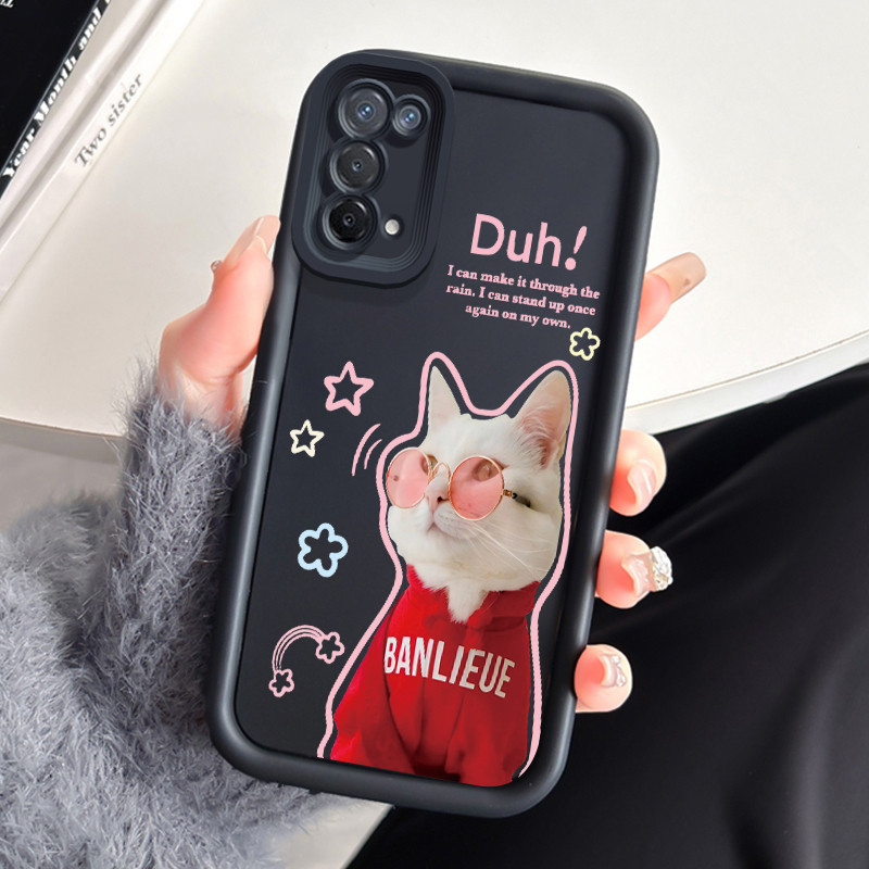 เคสสำหรับ OPPO A74 5G A54 5G เคสโทรศัพท์แมวสามสีซิลิโคนกันกระแทก