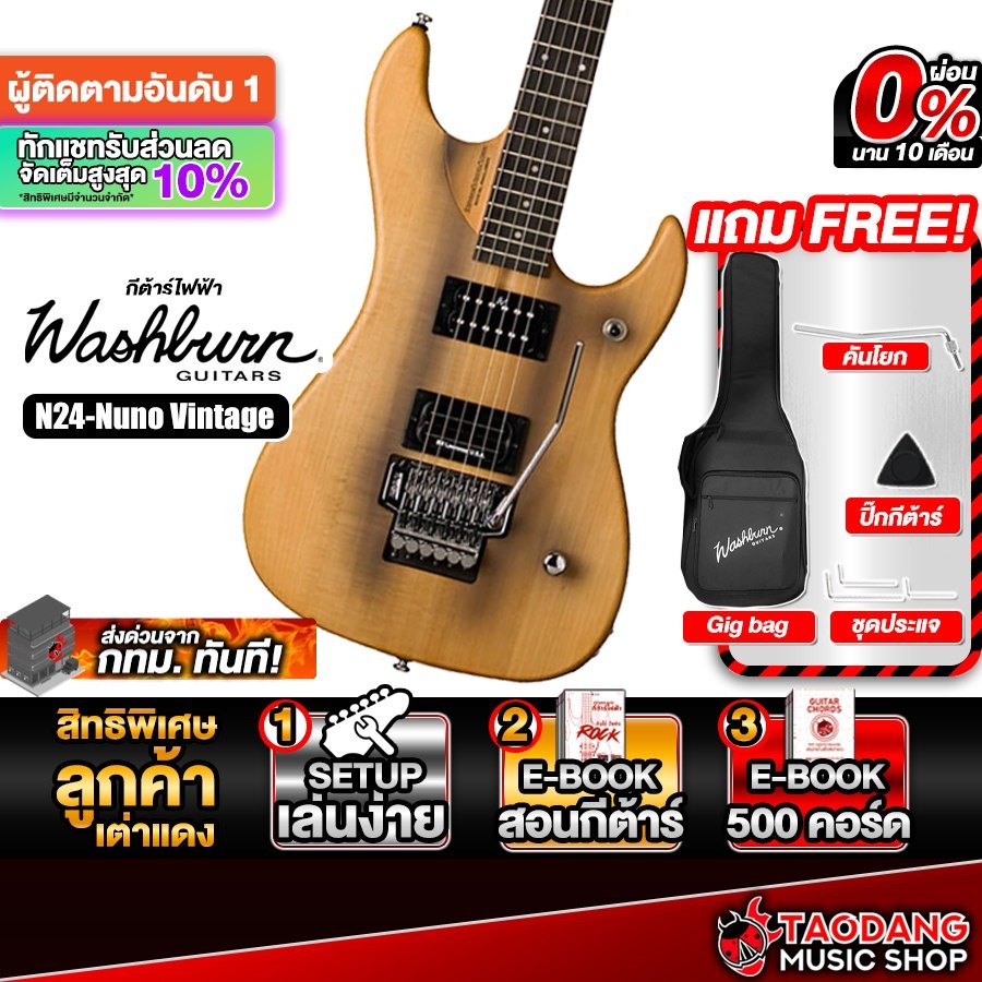 Washburn N24-Nuno สี Vintage Matte กีต้าร์ไฟฟ้า Washburn Electric Guitar - เต่าแดง