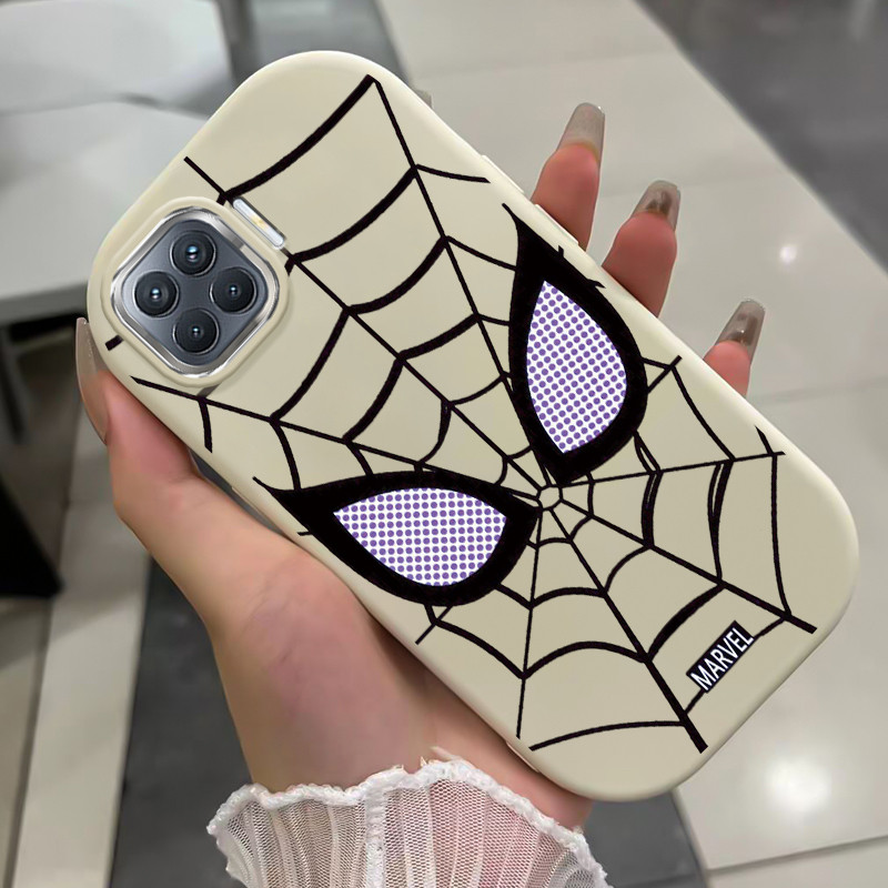 เคสสำหรับ OPPO A93 2020 Reno 4F Reno 4 Lite F17 Pro เคสโทรศัพท์ใยแมงมุมกันกระแทกกลมและอ้วน