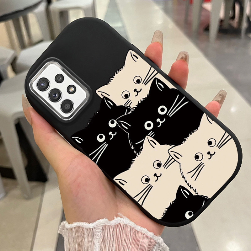 เคสสำหรับ Samsung A52 A52s A53 A32 M32 เคสโทรศัพท์แมวกันกระแทกกลมและอ้วน
