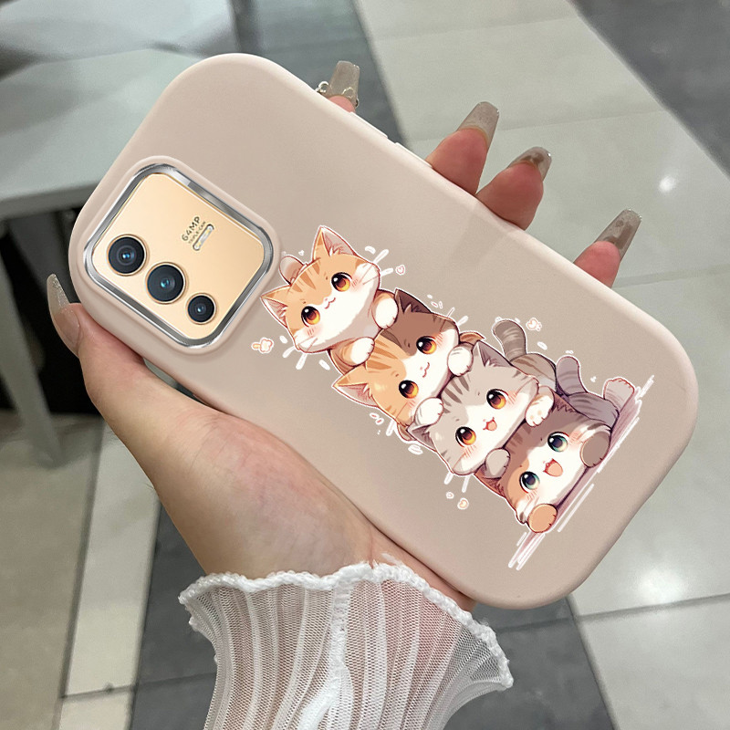 เคสสำหรับ VIVO V23 5G V23i 5G เคสโทรศัพท์แมวน่ารักกันกระแทกกลมและอ้วน
