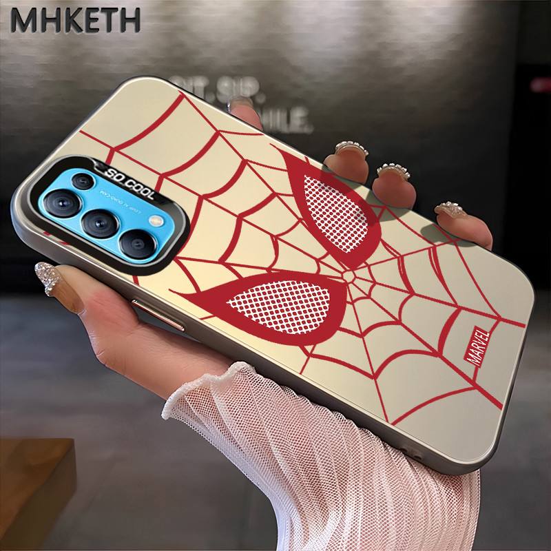 MHKETH เคสสำหรับ OPPO Reno 5 4G Reno 5 5G Reno 5K Reno 6 4G Find X3 Lite เคสโทรศัพท์ผิวเกล็ดน้ำแข็งมนุษย์แมงมุมคลาสสิก
