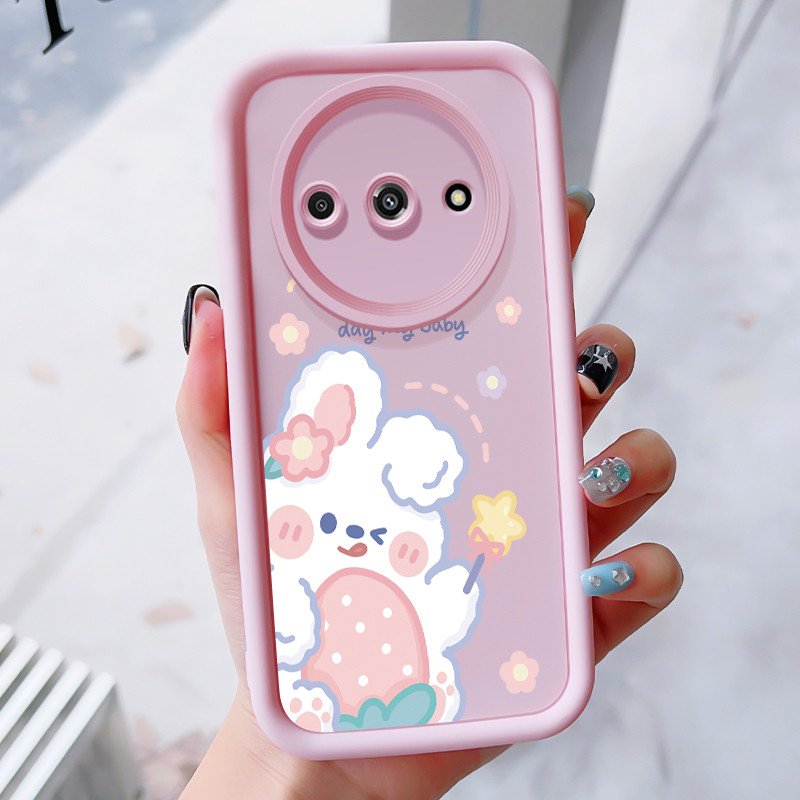 เคสสำหรับ Xiaomi Redmi A3 A3X POCO C61 เคสโทรศัพท์กระต่ายแมวสามสีซิลิโคนกันกระแทก