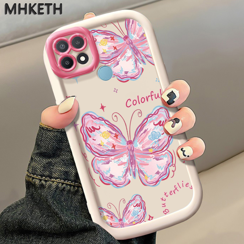 เคสสำหรับ OPPO A15 A15s A35 4G เคสโทรศัพท์ผีเสื้อสีแฟชั่น