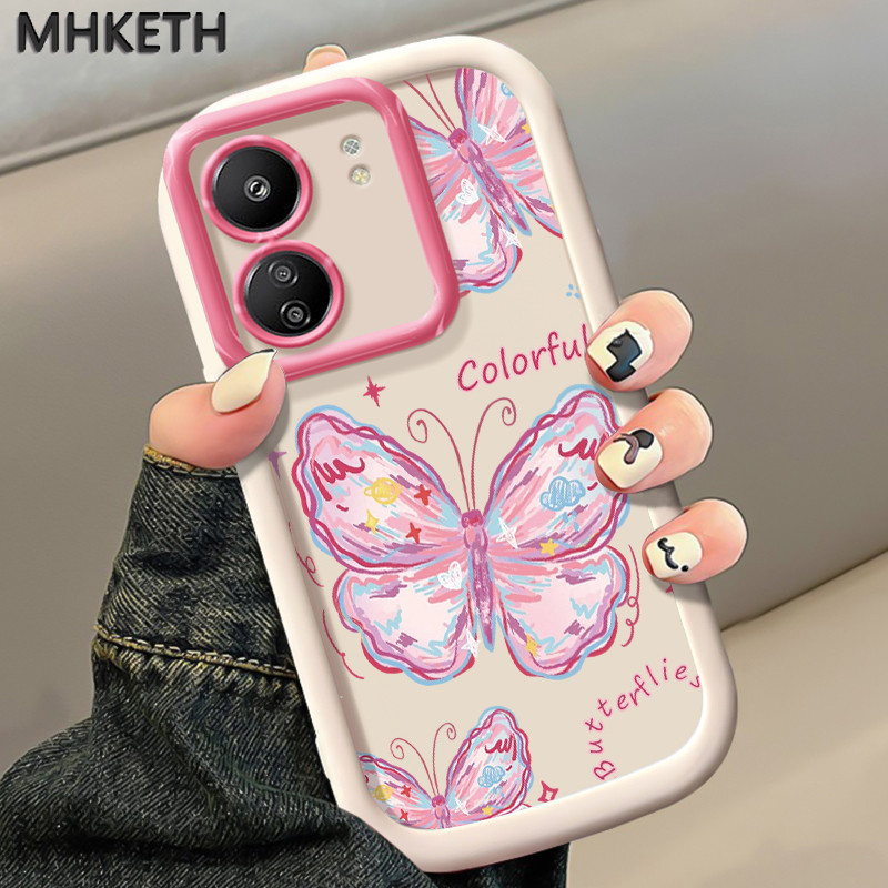 เคสสำหรับ Xiaomi Redmi 13C เคสโทรศัพท์ผีเสื้อสีแฟชั่น