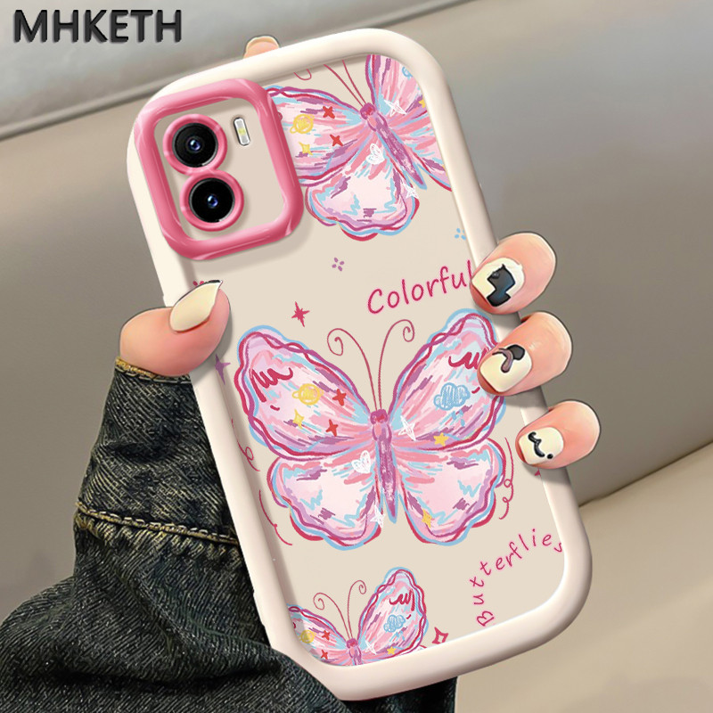 เคสสำหรับ VIVO Y15S Y15A Y15C Y01 เคสโทรศัพท์ผีเสื้อสีแฟชั่น