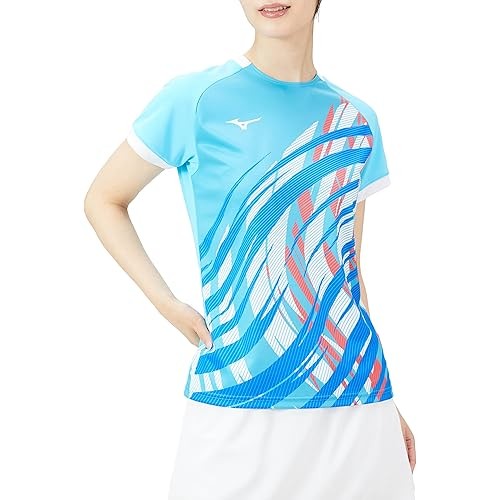 Mizuno Tennis Wear Game Shirt Sweat Absorption Quick Dry Dynamotion Fit Badminton 62Ja2702 Ladies Bl