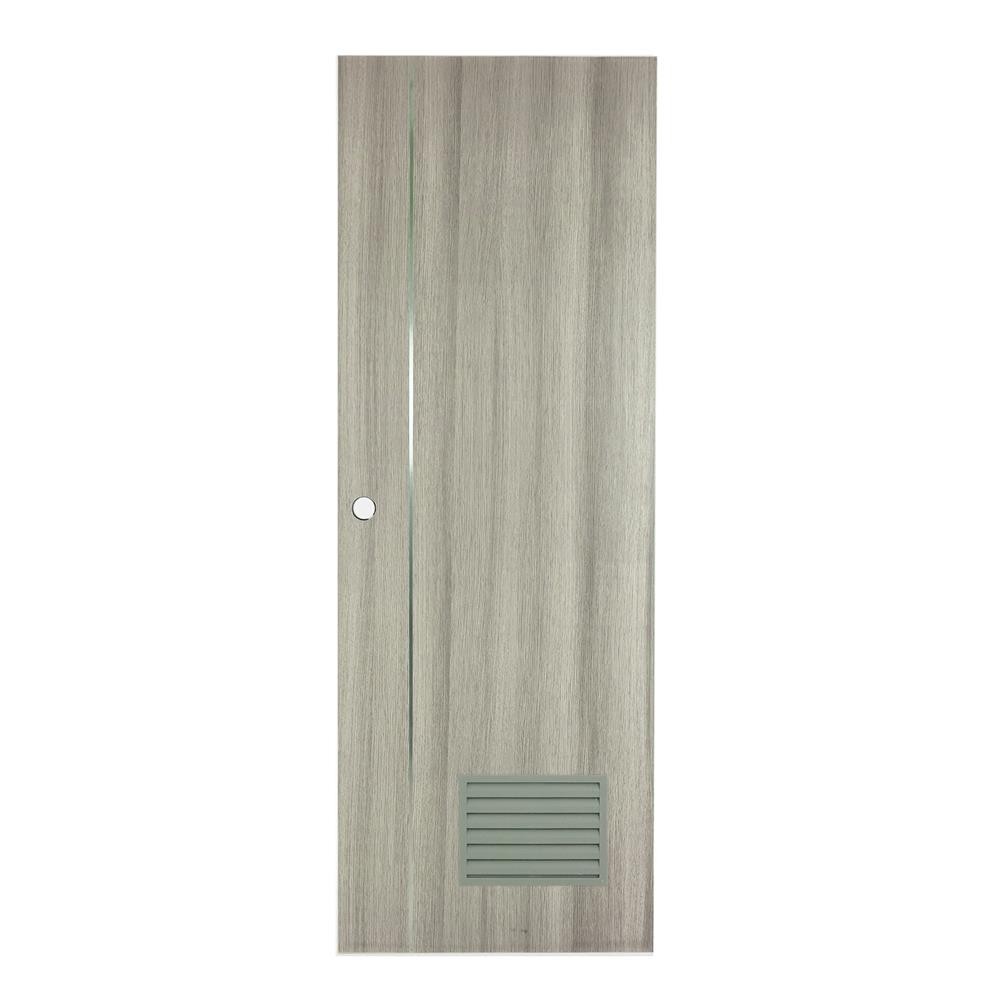 AZLE ประตูห้องน้ำ UPVC BN-01 เกล็ดล่าง 70X200 ซม. สีครีม ลายไม้ เจาะลูกบิด จัดส่งโดย HomePro