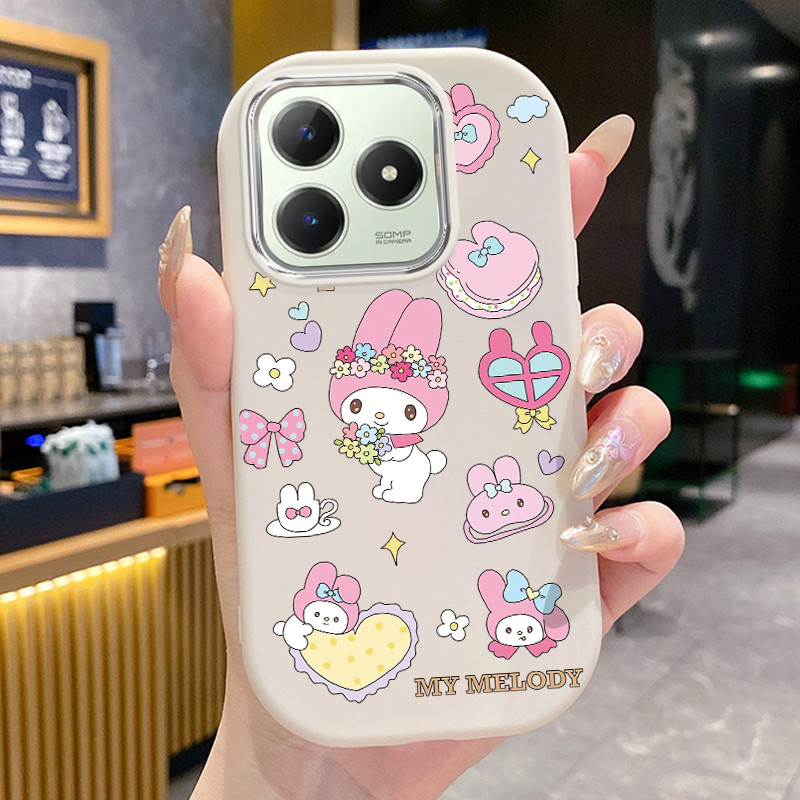 เคสสำหรับ Realme C63 C61 Narzo N63 Narzo N61 Note 60 Note 60X เคสโทรศัพท์กระต่ายกันกระแทกกลมและอ้วน