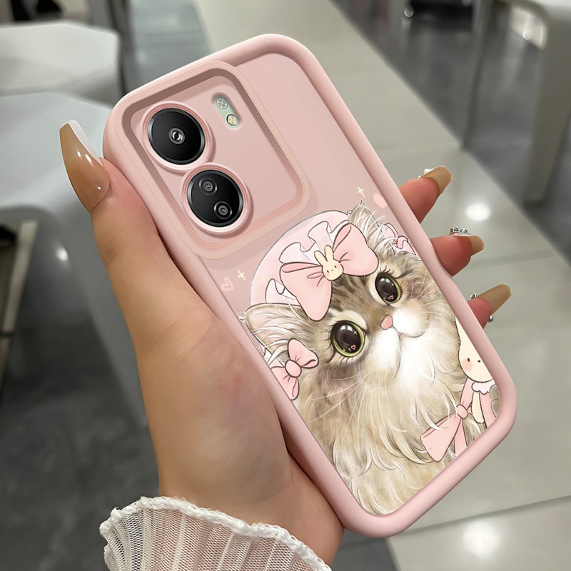 เคสสำหรับ Xiaomi Redmi 13C POCO C65 เคสโทรศัพท์แมวสวยสามสีซิลิโคนกันกระแทก