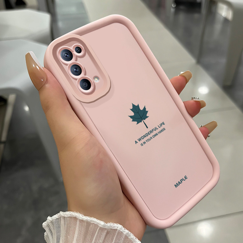 เคสสำหรับ OPPO Reno 5 4G Reno 5 5G Reno 5K 5G เคสโทรศัพท์ใบเมเปิ้ลสามสีซิลิโคนกันกระแทก