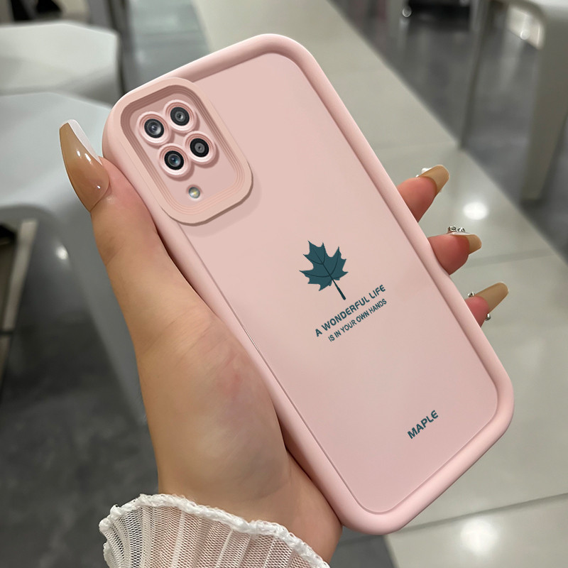 เคสสำหรับ Samsung A12 4G A12 5G F12 M12 เคสโทรศัพท์ใบเมเปิ้ลสามสีซิลิโคนกันกระแทก