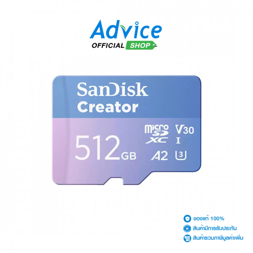 SANDISK 512GB Micro SD Card Creator With SD Adapter SDSQXAV-512G-GN6MS (190MB) - A0170408
