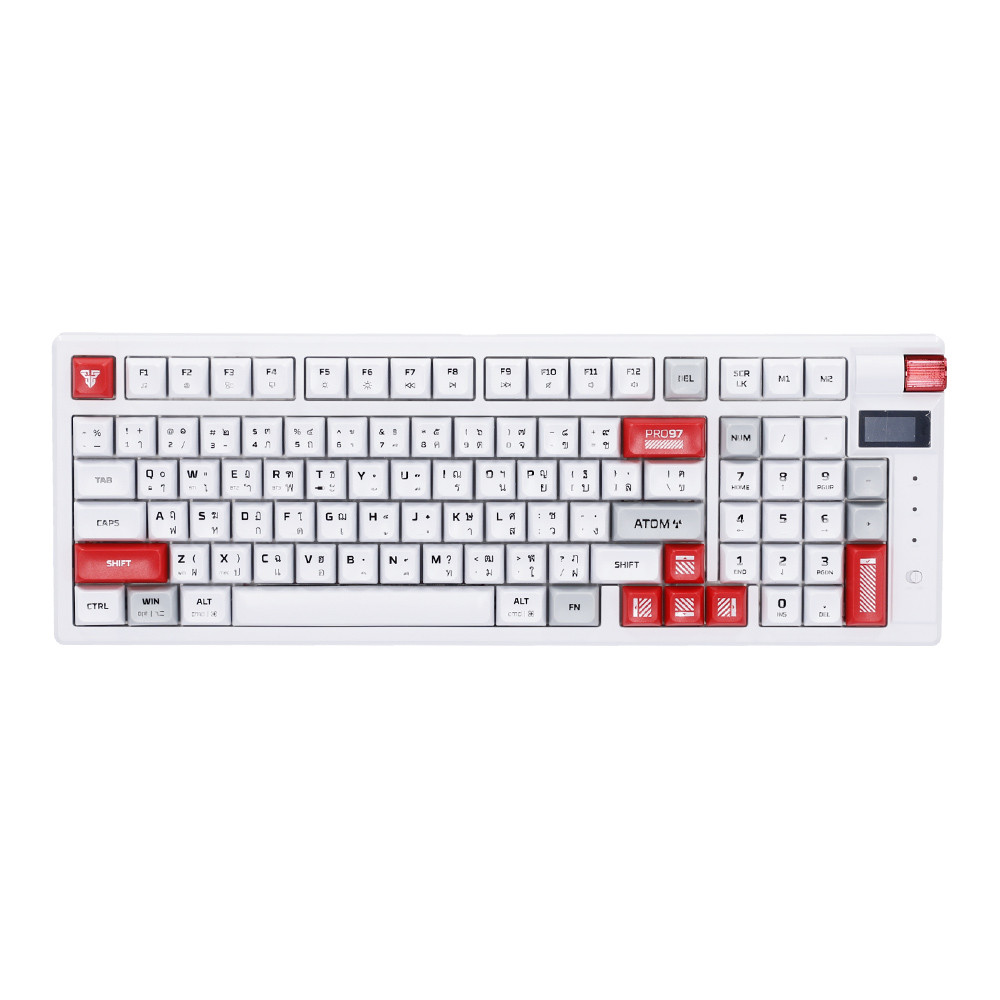 WIRELESS KEYBOARD (คีย์บอร์ดไร้สาย) FANTECH MK918 ATOM PRO97 (WHITE) (RED SWITCH RGB EN/TH)
