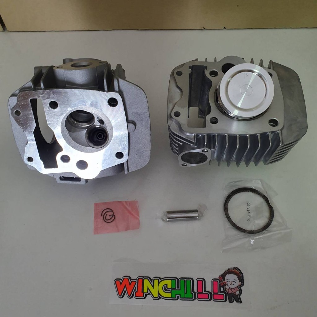 ชุด2ชิ้น เสื้อสูบ + ฝาสูบ **ไม่มีวาล์ว** สำหรับใส่วาล์วโซ WAVE125R / WAVE125S ลูก57SAJA