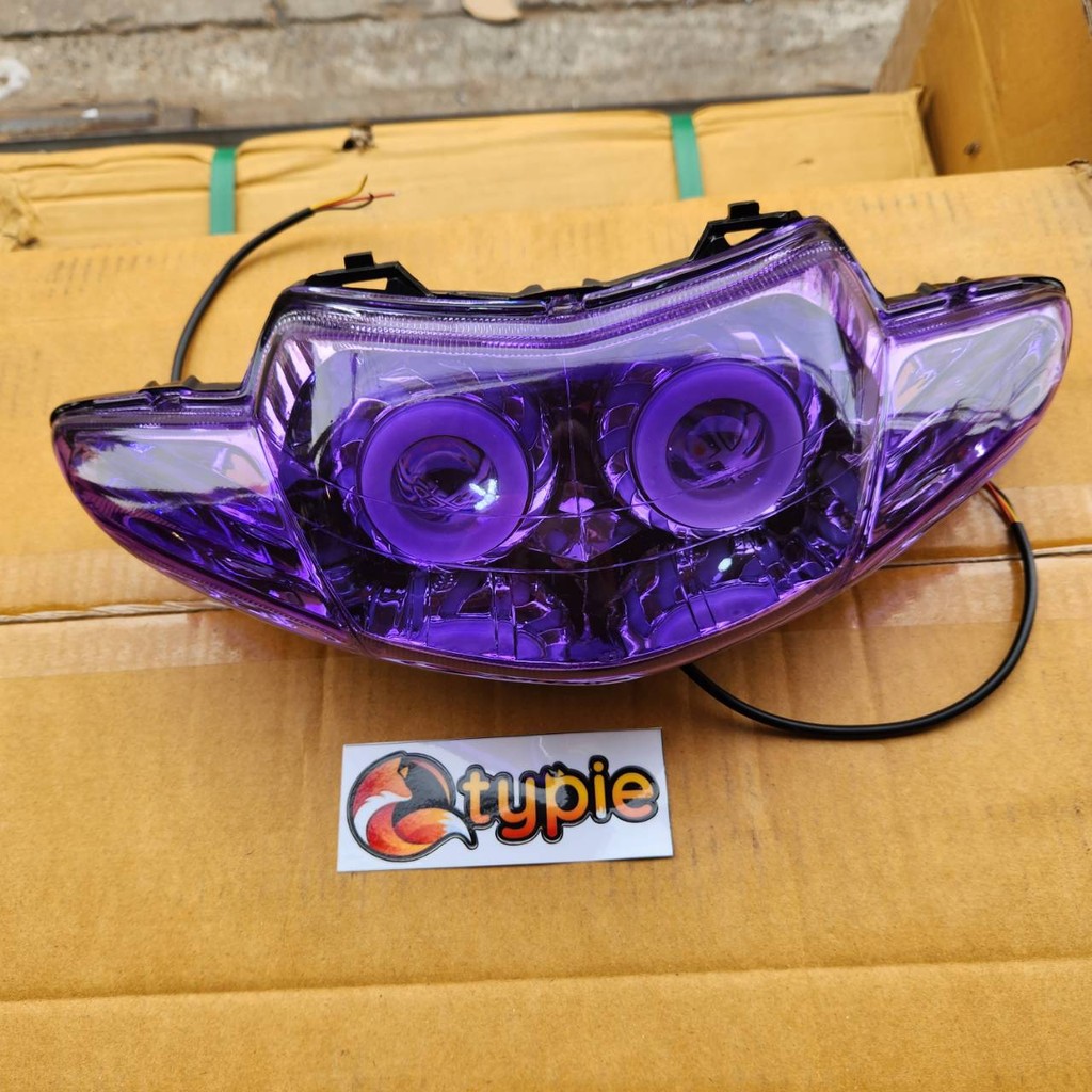 จานฉาย สีม่วง + ไฟโปรเจคเตอร์ เวฟ100เก่า รุ่น2ตา QTP