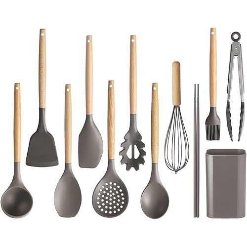 IRIS OHYAMA Iris Oyama ชุดเครื่องมือในครัว 11 ชิ้นพร้อมที่ปัดและขาตั้งเพื่อจัดเก็บได้ง่าย
