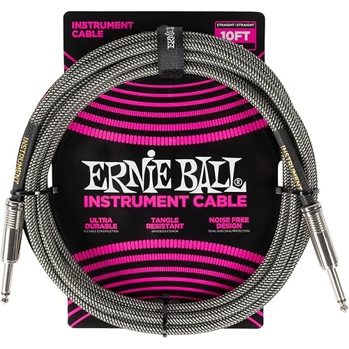 ERNIE BALL ERNIE BALL 6429 10ft BRAIDED INSTRUMENT CABLE 3.05m Silver Fox
