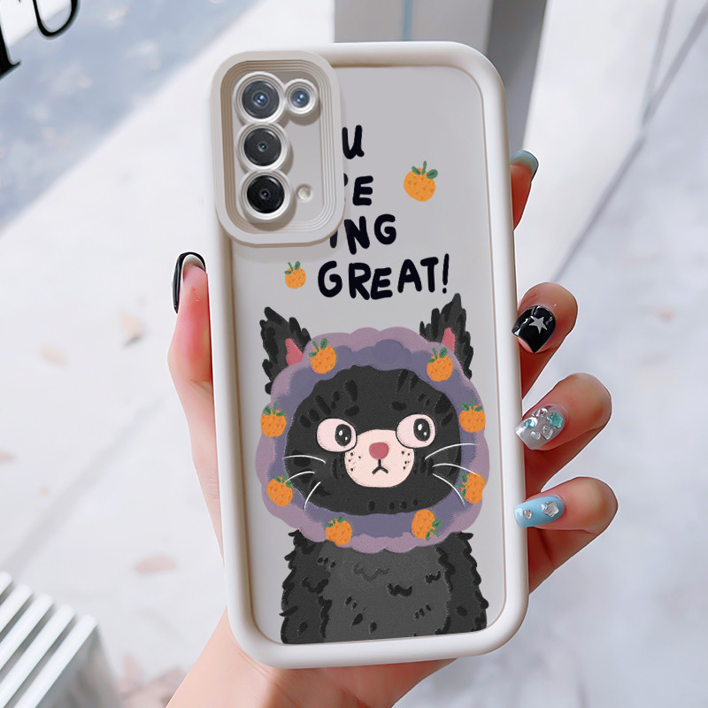 เคสสำหรับ OPPO A74 5G A54 5G เคสโทรศัพท์สุนัขแมวสามสีซิลิโคนกันกระแทก