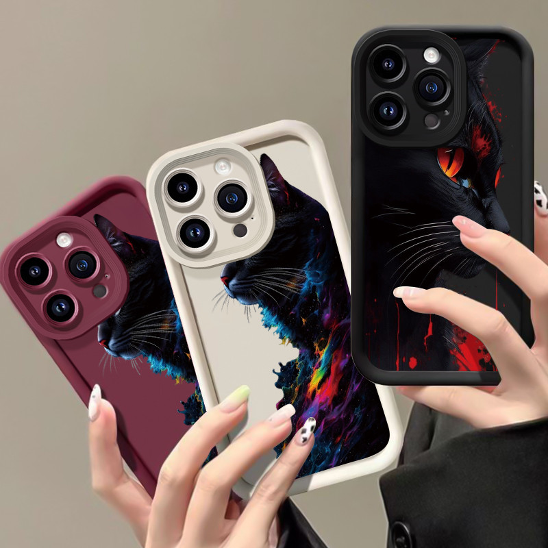 MHKEID เคสสำหรับ Samsung Galaxy A30 A20 M10s เคสโทรศัพท์ซิลิโคนกันกระแทกลายแมวสีดำสุดเท่ - รูปที่ 4