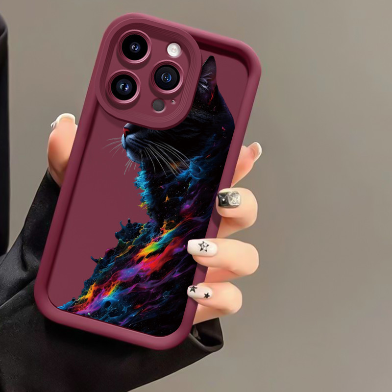 MHKEID เคสสำหรับ Samsung Galaxy A30 A20 M10s เคสโทรศัพท์ซิลิโคนกันกระแทกลายแมวสีดำสุดเท่ - รูปที่ 5