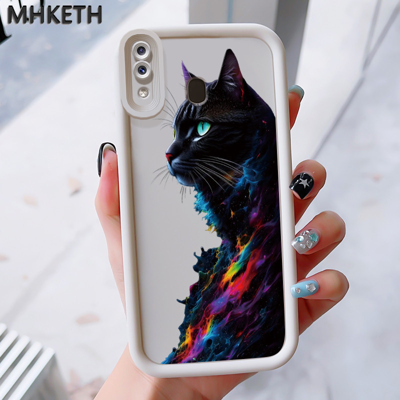 MHKEID เคสสำหรับ Samsung Galaxy A30 A20 M10s เคสโทรศัพท์ซิลิโคนกันกระแทกลายแมวสีดำสุดเท่ - รูปที่ 2