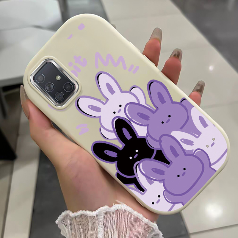 เคสสำหรับ Samsung Galaxy A71 เคสโทรศัพท์กระต่ายแมวกันกระแทกกลมและอ้วน