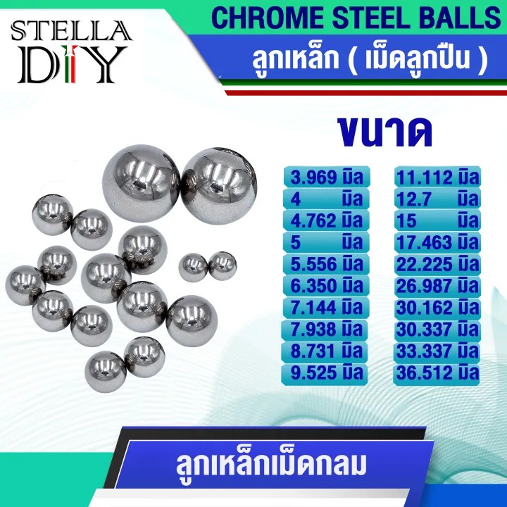 ลูกเหล็ก ( CHROME STEEL BALLS ) ลูกเหล็กเม็ดกลม เม็ดแบริ่ง ลูกปืนเม็ดกลมอุตสหกรรม แข็งแรง ( มีขนาดให้เลือก )