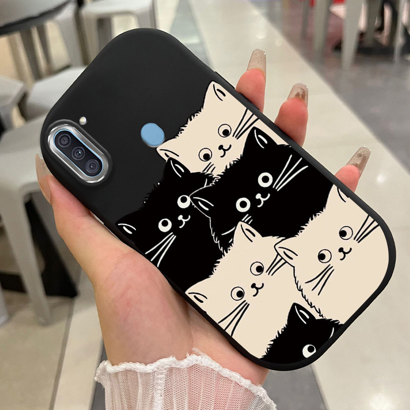 เคสสำหรับ Samsung Galaxy A11 M11 เคสโทรศัพท์แมวกันกระแทกกลมและอ้วน