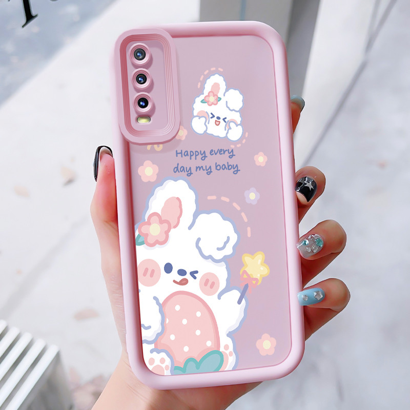 เคสสำหรับ VIVO Y20 Y20s Y20i Y20T Y12s Y12a Y30G Y11s เคสโทรศัพท์กระต่ายแมวสามสีซิลิโคนกันกระแทก