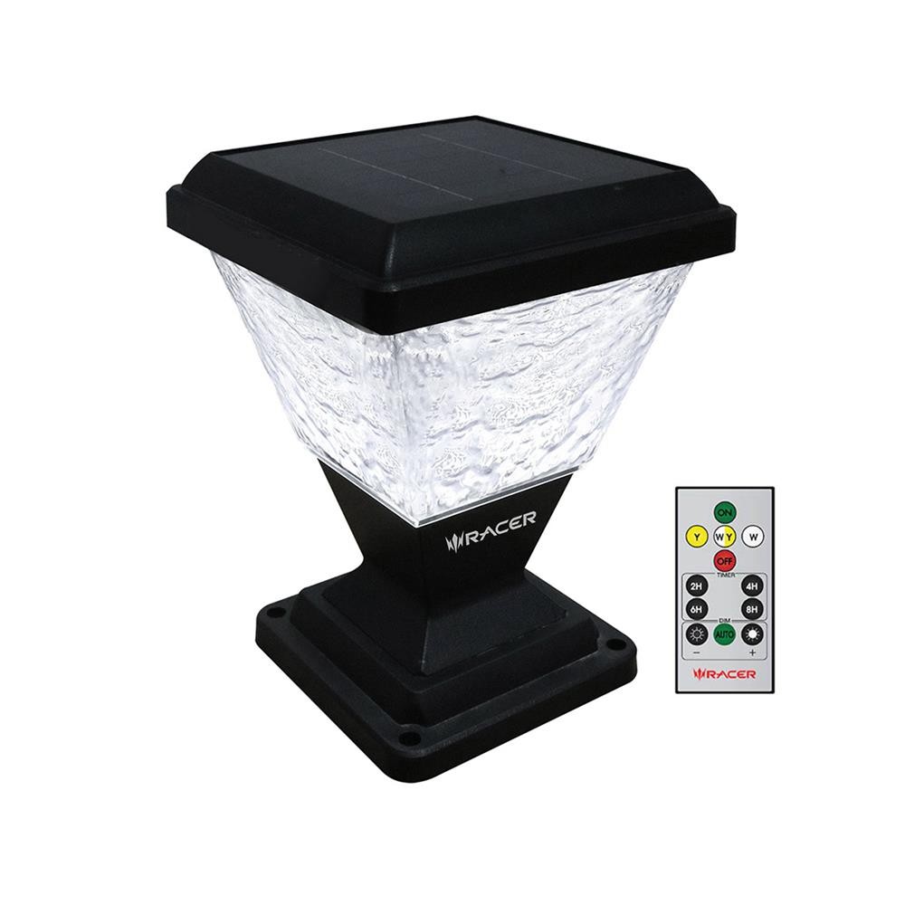 RACER ไฟหัวเสา SOLAR POSTTOP PALACE2 30 วัตต์ DAYLIGHT/COOL WHITE/WARM WHITE สีดำ จัดส่งโดย HomePro