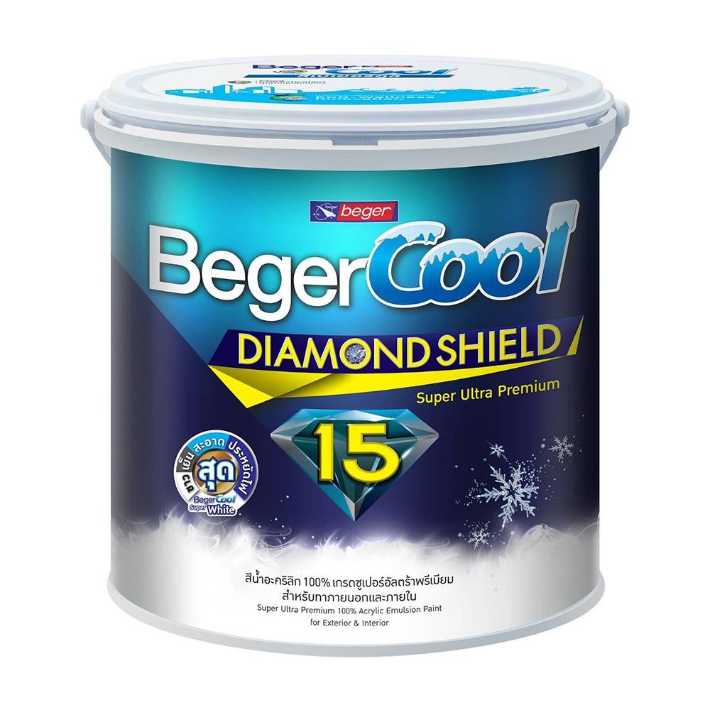 HomePro สีน้ำทาภายนอก COOL DIAMONDSHIELD 15 #GW-8800 สี SUPER WHITE กึ่งเงา 1 แกลลอน แบรนด์ BEGER