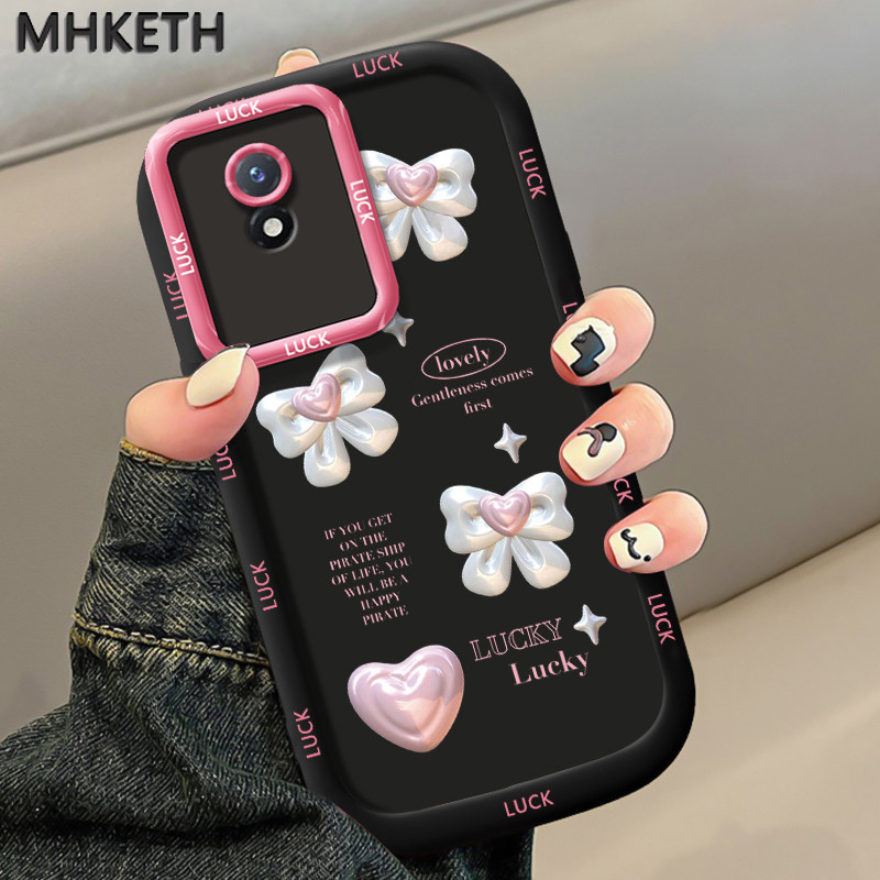 MHKETH เคสสำหรับ VIVO Y02 Y02A Y02T Y11 2023 เคสโทรศัพท์รูปโบว์สวยของผู้หญิงขายดีแบบใหม่