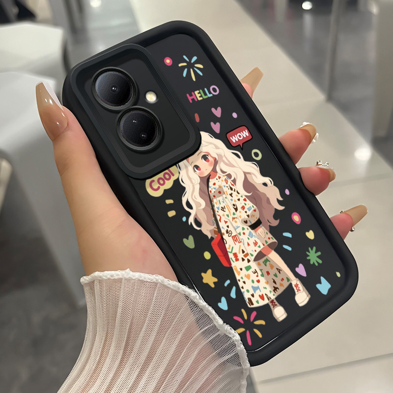 เคสสำหรับ VIVO Y78 5G Y78+ 5G V29 Lite 5G เคสโทรศัพท์สาวนําโชคซิลิโคนสามสีกันกระแทก
