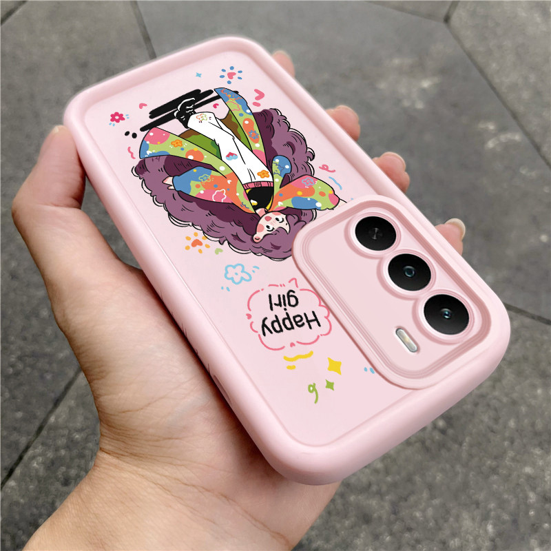 เคสสำหรับ Realme C75 4G C75X 4G 14X 5G เคสโทรศัพท์สาวนําโชคสามสีซิลิโคนกันกระแทก