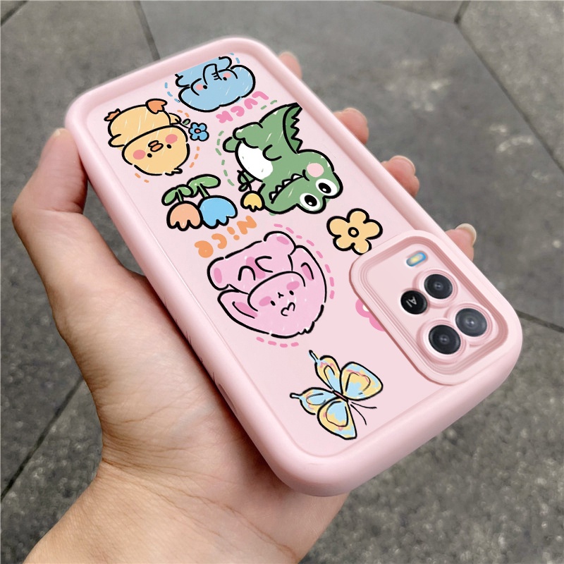 เคสสำหรับ OPPO A54 เคสโทรศัพท์สัตว์น่ารักสามสีซิลิโคนกันกระแทก