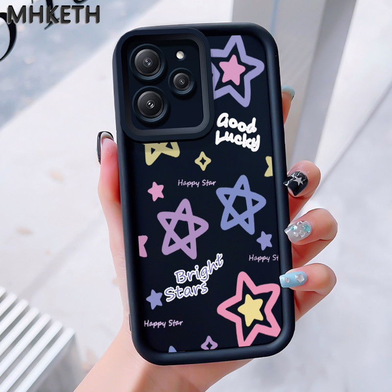 MHKEID เคสสำหรับ Xiaomi Redmi 12 4G 12 5G Note 12r 5G เคสฝาครอบป้องกันโทรศัพท์เคสโทรศัพท์องค์ประกอบรูปดาวน่ารัก – โปรปัง