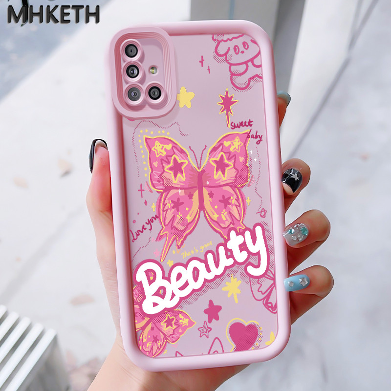 MHKEID เคสสำหรับ Samsung Galaxy A51 M40s เคสระเบิดป้องกันซิลิโคนรูปผีเสื้อเคสโทรศัพท์อันสวยงาม
