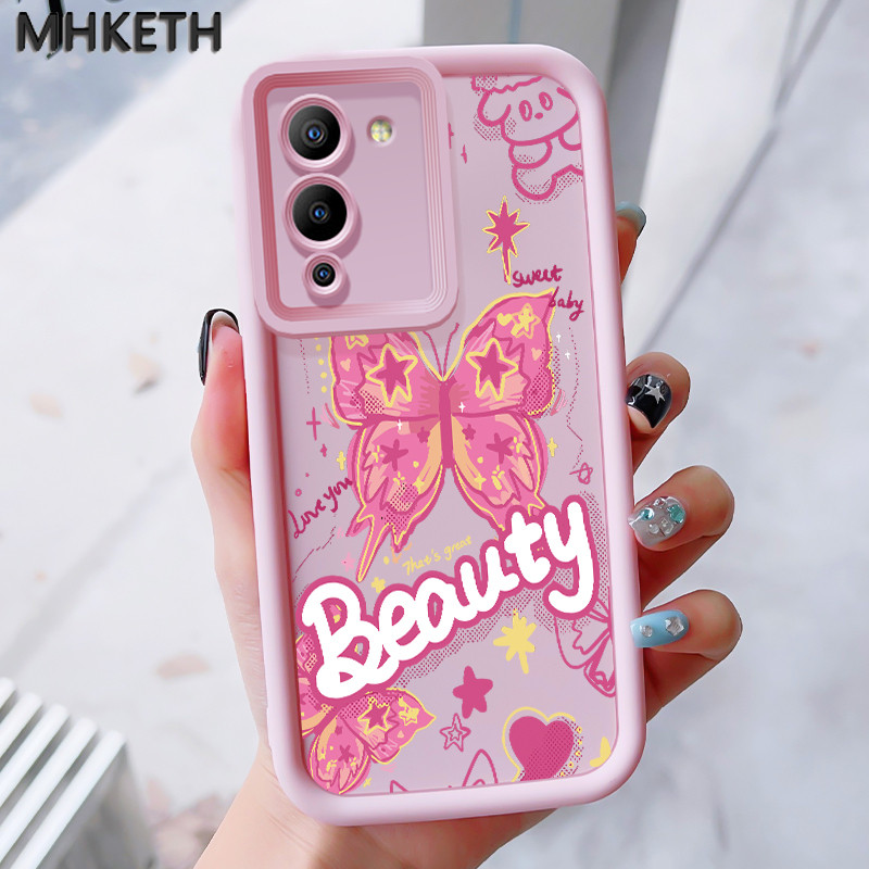 MHKEID เคสสำหรับ Infinix Note 12 G96 เคสระเบิดป้องกันซิลิโคนรูปผีเสื้อเคสโทรศัพท์อันสวยงาม
