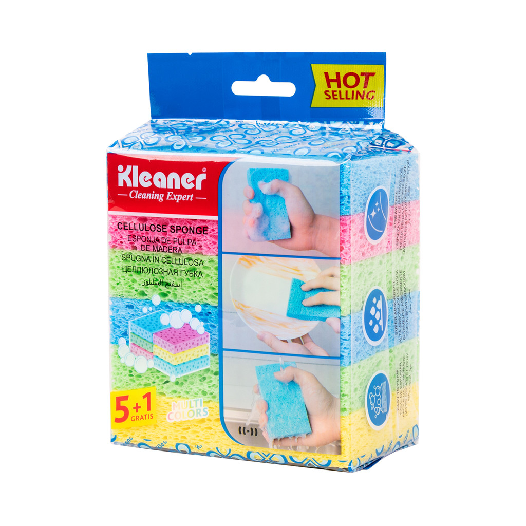 ฟองน้ำล้างจาน เซลลูโลส KLEANER รุ่น GSH018 (แพ็ก 6 ชิ้น)