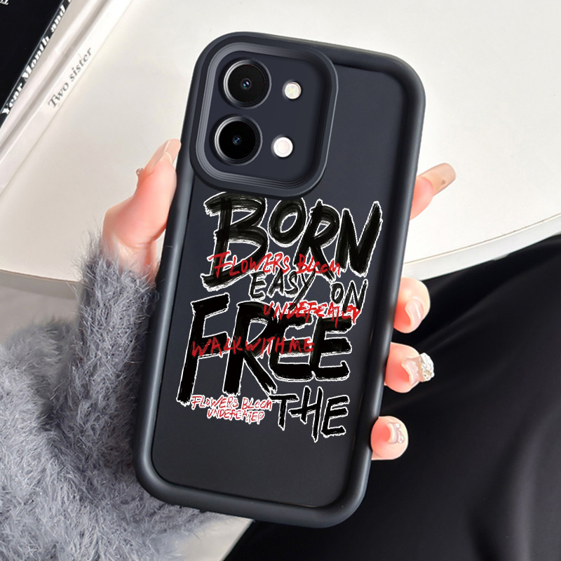 เคสสำหรับ VIVO Y28 2024 เคสโทรศัพท์คําบุคลิกภาพสามสีซิลิโคนกันกระแทก