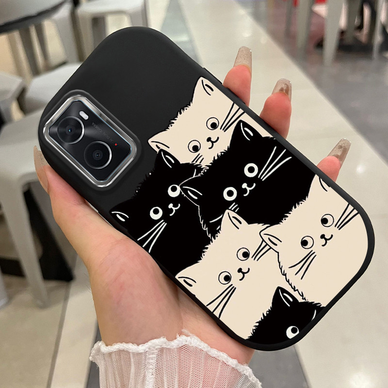 เคสสำหรับ OPPO A36 A76 A96 เคสโทรศัพท์แมวกันกระแทกกลมและอ้วน